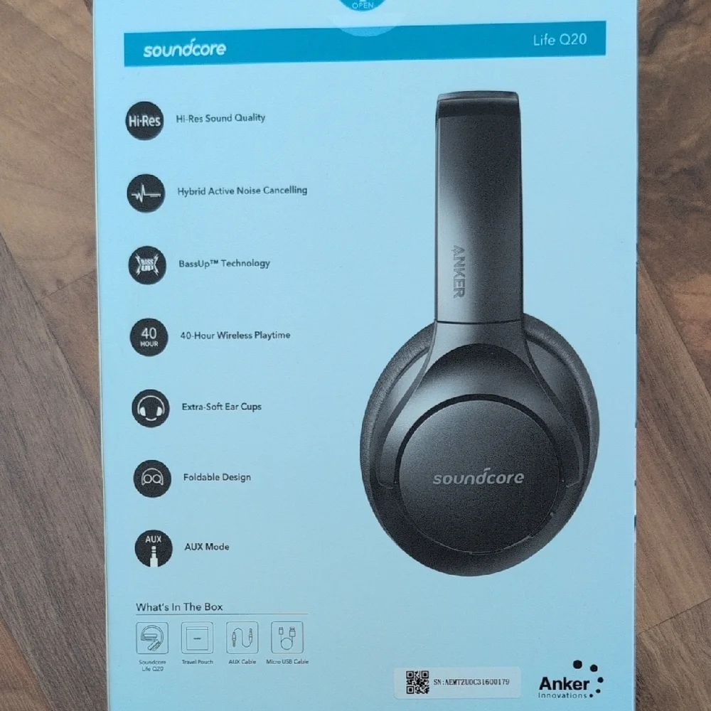 🎧 🎶 Soundcore by Anker LifeQ20 Wireless Noise Cancelling Headphones NIB - Picture 10 of 11